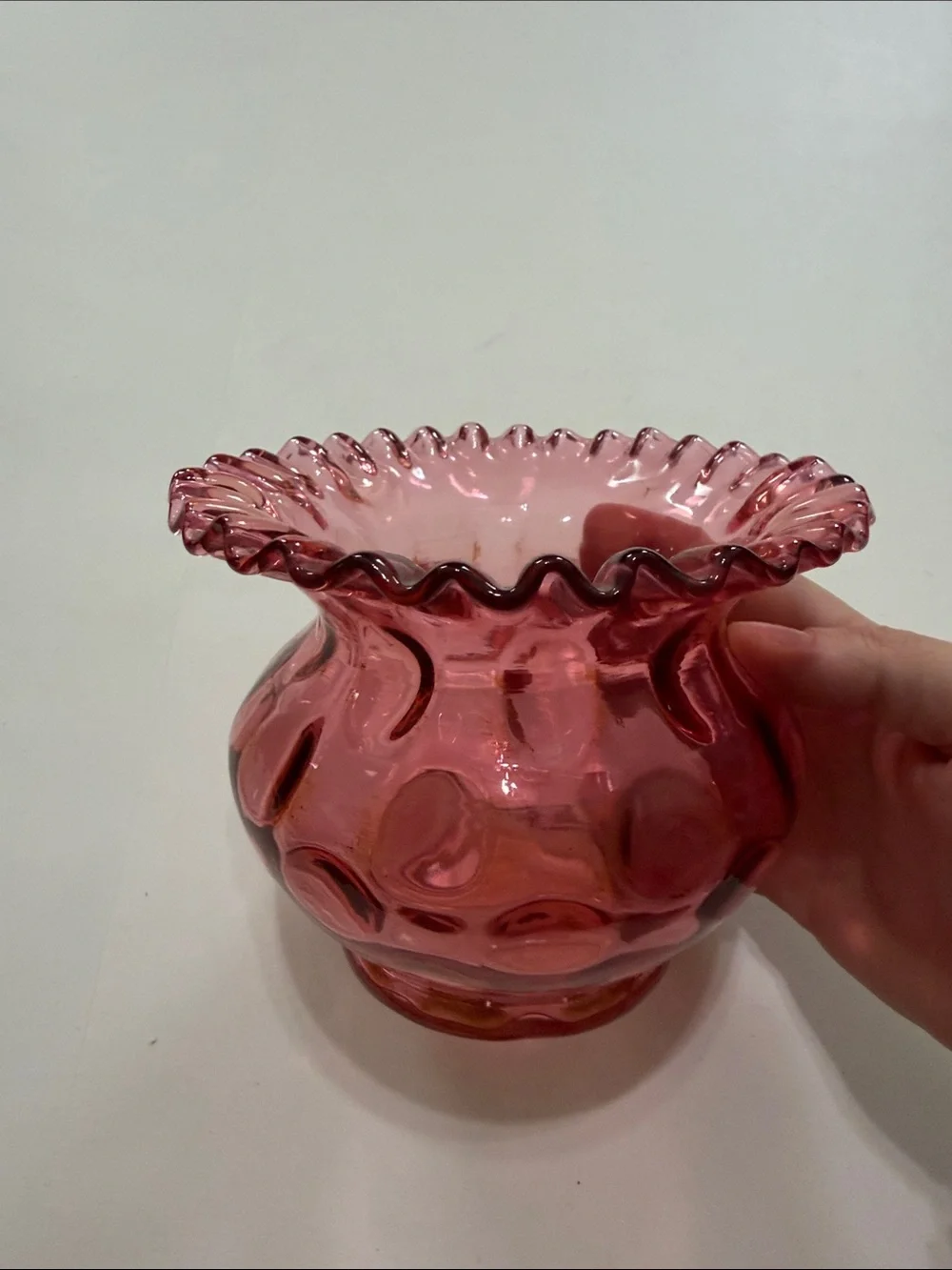 Pink Ruffled Glass Vase - Elegant Home Accent